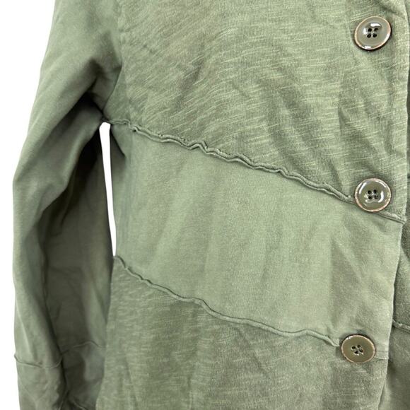 Habitat Womens Olive Green Lagenlook Stretch Cotton Knit Jacket Button Up sz S - Picture 6 of 16